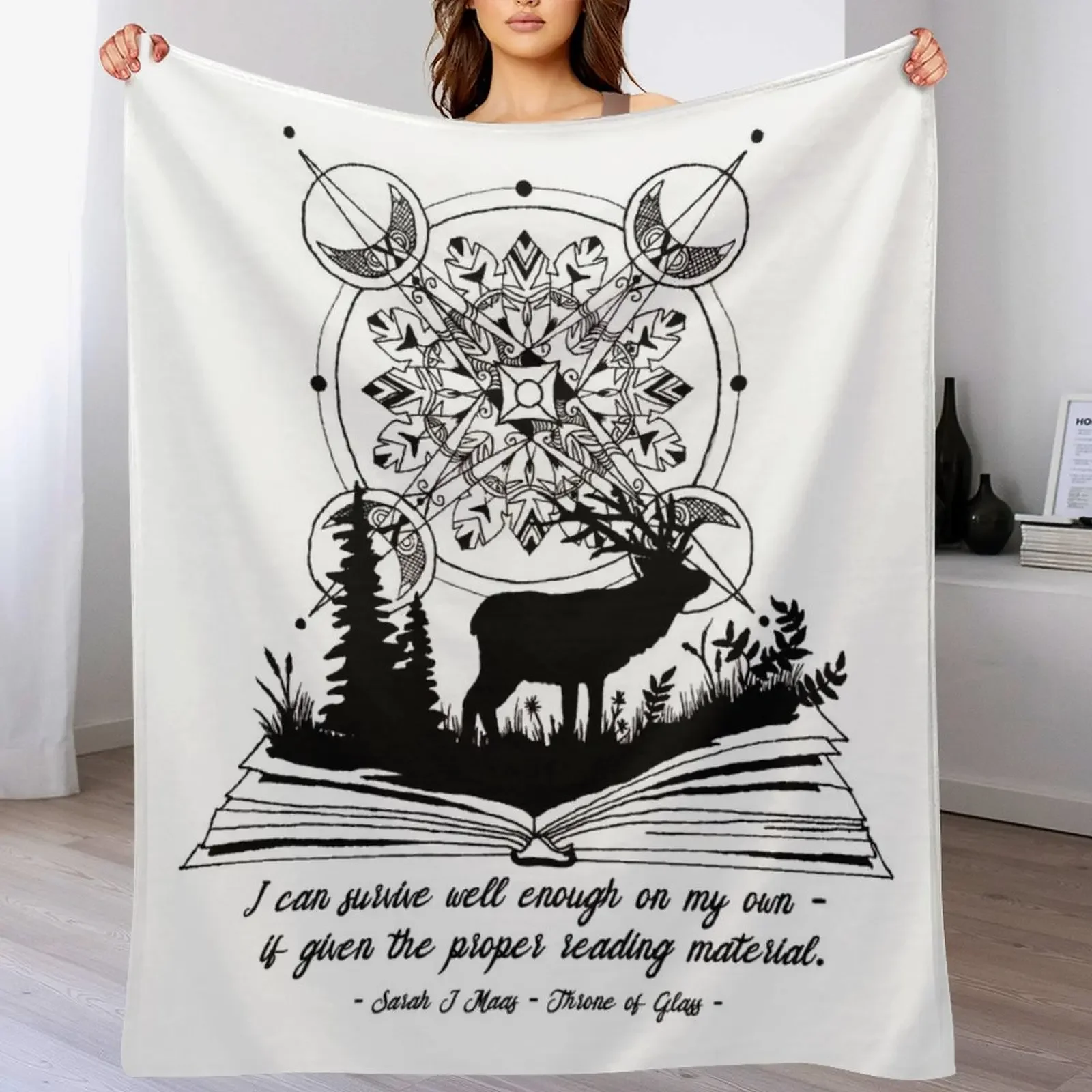 

ToG Deer Quote Plain (SJM Art Collection) Throw Blanket Cute Plaid Sleeping Bag Summer Flannel Fabric Blankets