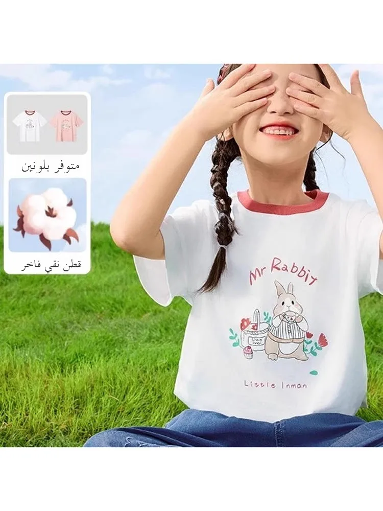 インマン-キッズ-コットン-tシャツ-半袖-ルーズフィット-漫画プリント-夏-子供用-カジュアルウェア-女の子用-3-2歳