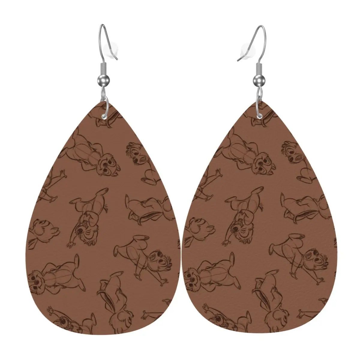 

Индивидуальные висячие серьги-капли из ПВХ-кожи с изображением Чипа и Дейла, изящные украшения для подарков