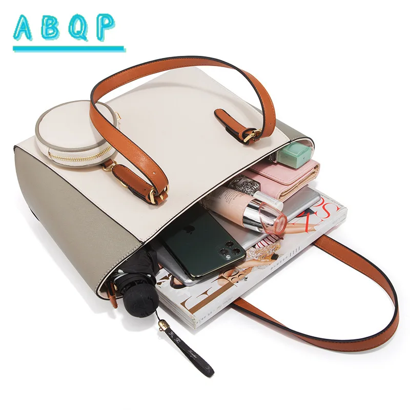 ABQP موضة جديدة حقيبة نسائية سعة كبيرة حقيبة يد نسائية ماركة فاخرة موضة 3 قطعة مجموعة حقيبة كتف نسائية جودة عالية