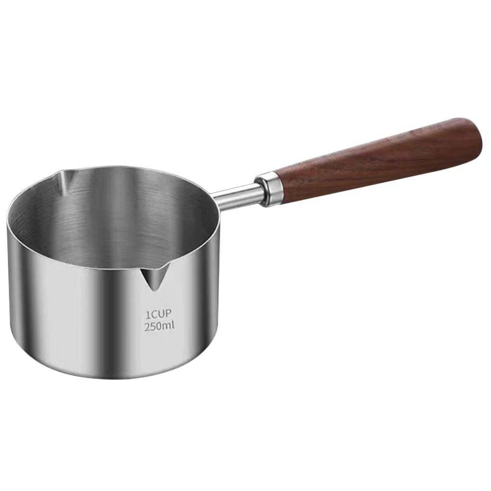 250ml Metal Saucepan Stainless Steel Small Oil Pot Mini Sauce Pots Cooking Boiling Butter Warmer Melting Pan With Wood Handle