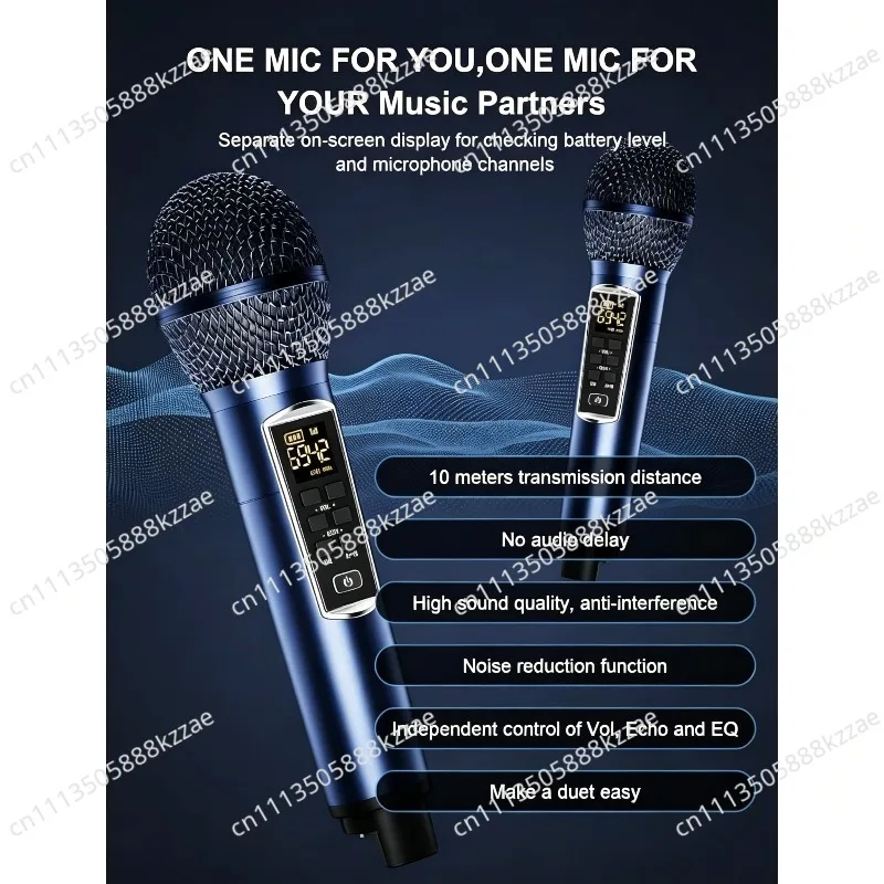 2-in-1 Karaoke Player with Bluetooth Speaker & Wireless Microphones, Home Karaoke Machine with Phone Holder for Family Singing