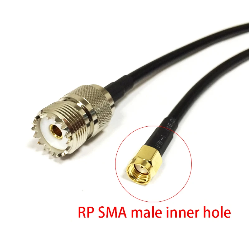 

RP SMA Male Plug Inner Hole To UHF Female SO239 RG58 Pigtail Cable Adapter For Wireless Router Wholesale