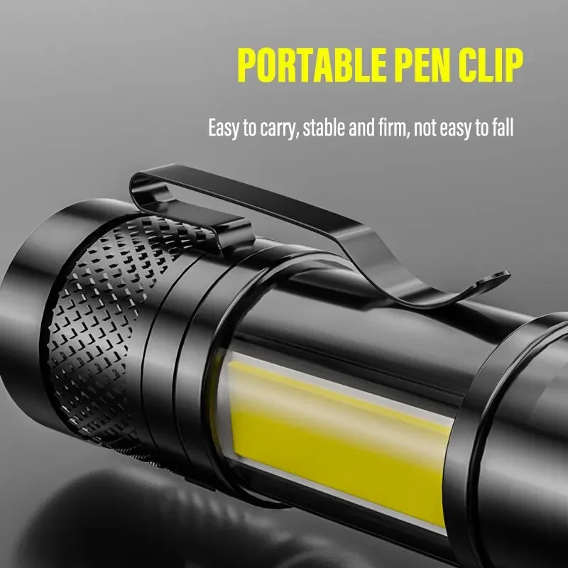 Mini T6 LED+COB Flashlight Portable USB Charging High Power Spotlight Flashlight Fishing Lighting, Outdoor Camping Light,Hunting