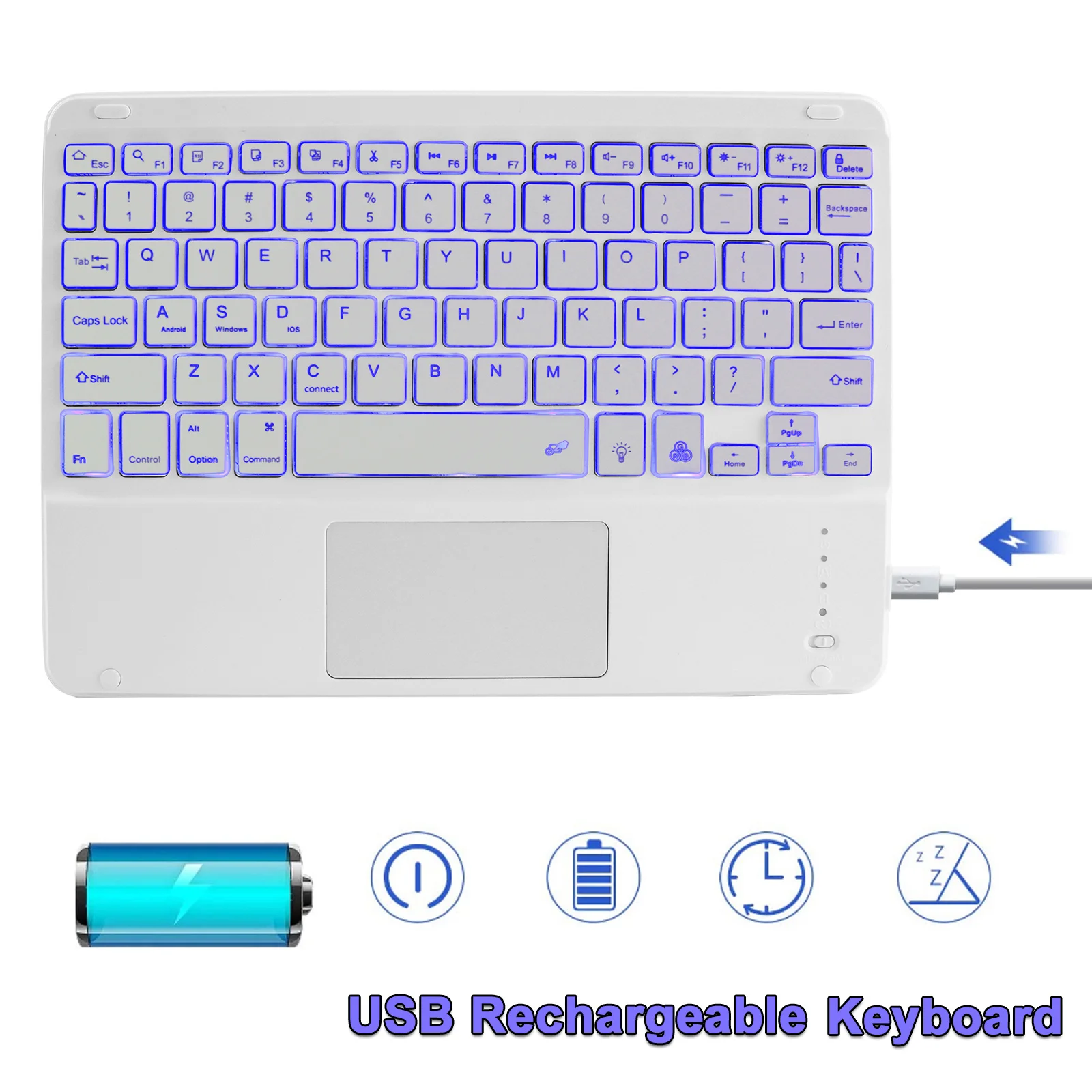 

Touch Bluetooth Keyboard LED Backlight Tablet Keyboard With Touchpad Keyboard Rechargeable Mini Wireless Keypad For Laptop Mac