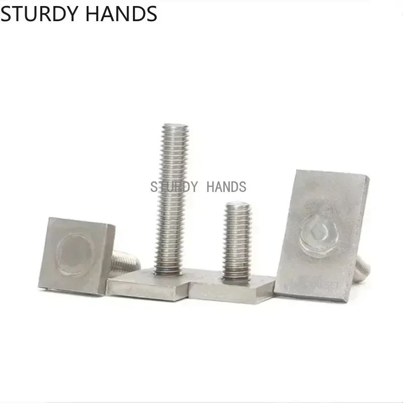 6pcs T-Slot Chute Rail Track Bolt Stainless Steel T Shape Type Rectangle Hammer Head Bolt Screw M6 M8 Hardware Tools Supplies