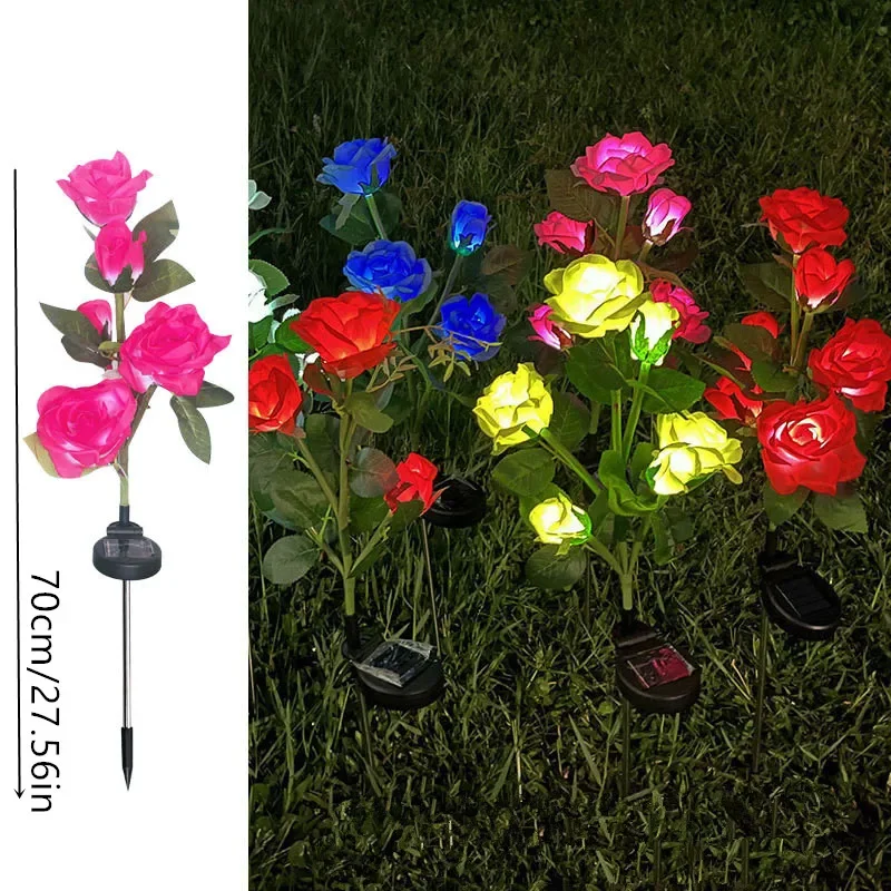 5 Heads Rose Lawn Lamp Solar Lights Outdoor Decorative Solar Garden Lights for Yard Patio Garden Wedding Decor Fairy Lights image 5