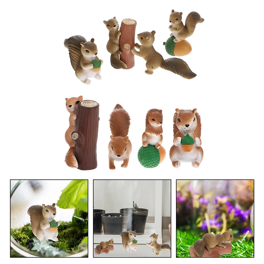 

8 pcs Squirrel Decor Premium Pvc Durable Outdoor Garden Sculpture Miniature Squirrel For Home Office Mall Decoration