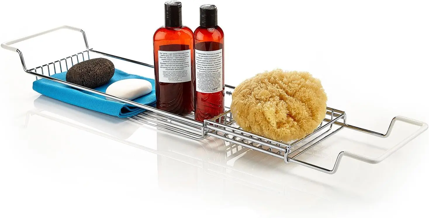 

Раздвижной поднос из нержавеющей стали для ванны на ножках, устойчивый к ржавчине, с нескользящими концами