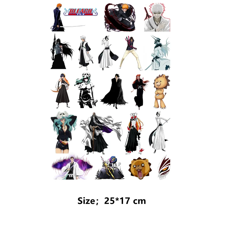 Anime BLEACH Kurosaki Ichigo Iron on patches small size heat transfer stickers printing for clothes