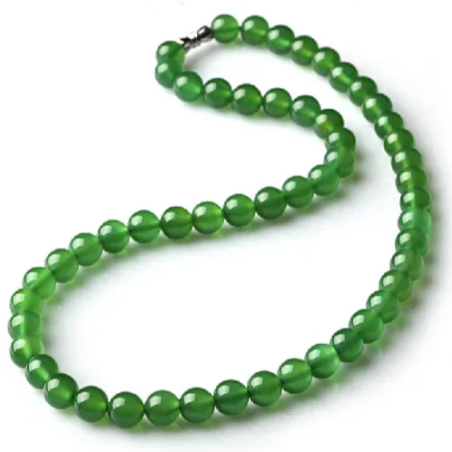 

Natural Green Jade 6MM Beads Necklace Jadeite Jewelry Fashion Charm Accessories Hand-Carved Lucky Amulet Gifts for Women Her Men