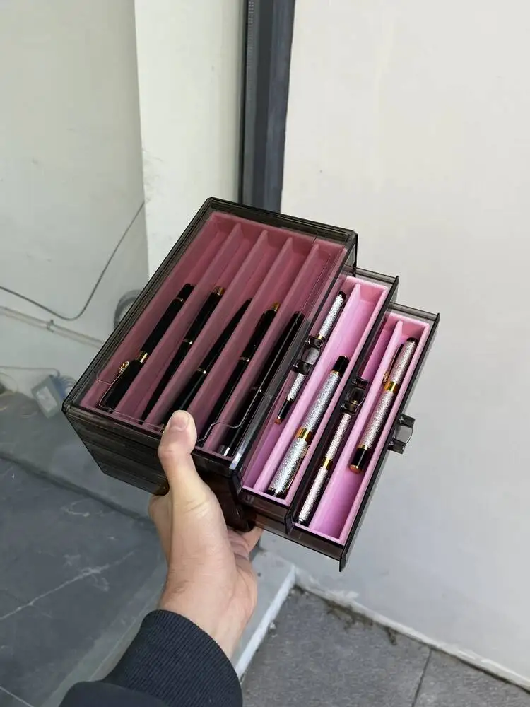 Desktop Pen Storage Box Organizer, Display Box, Multi-layer Pen Case, High-end Gift Box