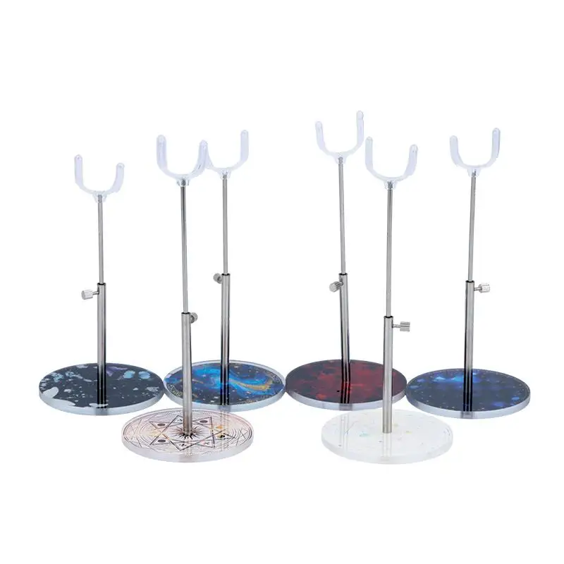 【M】1Pc Adjustable Standing Extendable Doll Display Stand Clear Acrylic Patterned Base Bracket for Doll Accessories