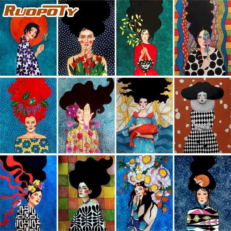 

RUOPOTY 60X75cm Painting By Numbers Girl DIY Picture Paint By Number Figure Drawing On Canvas HandPainted Art Home Decor