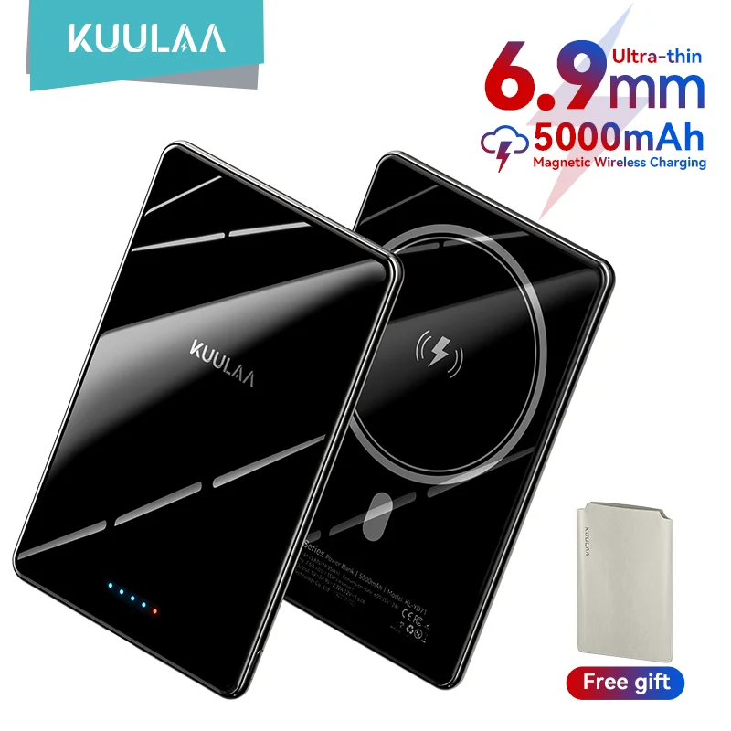 KUULAA 자기 보조베터리 5000mAh 무선 휴대용 충전기 iPhone 16 15 14 용 Magsafe 20W 고속 충전 외장 배터리