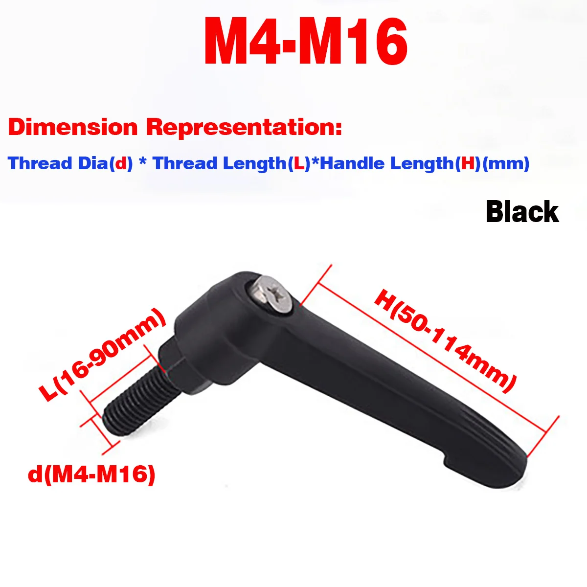 M4-M16 EXT Thread Clamping Konb Lever Adjustable Locking Handle Knob/Black/Yellow T-Handle