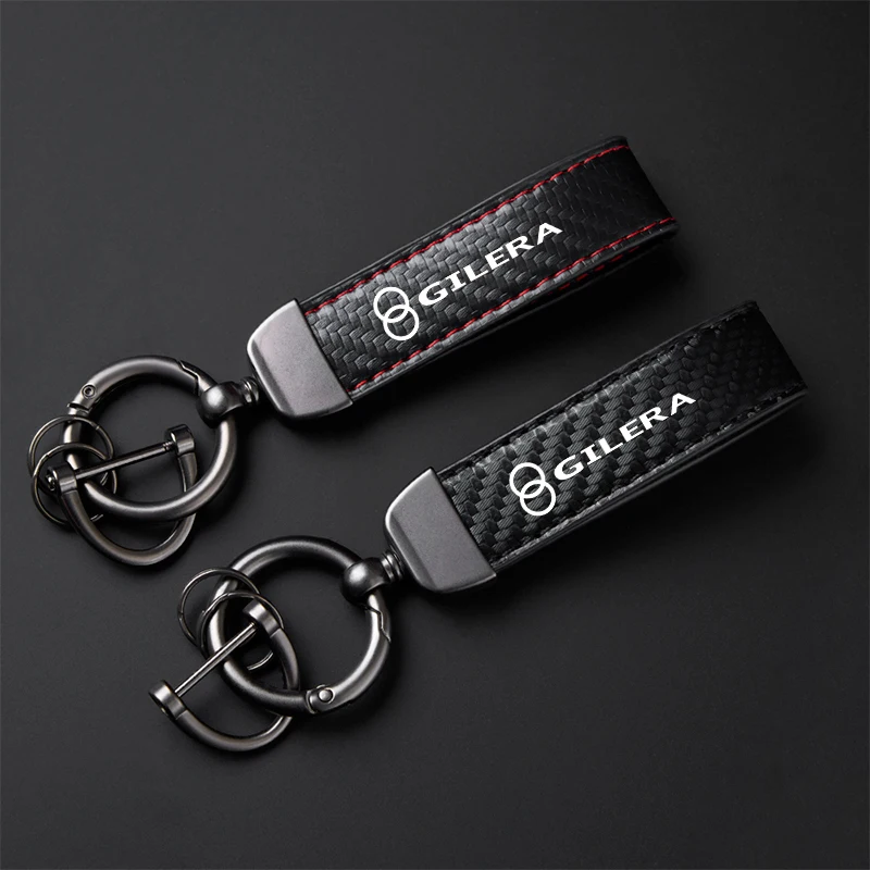 High-Grade Carbon Fiber Motorcycle Keychain Holder Keyring For Gilera GP800 Fuoco Nexus 500 Runner 50 125 200 Accessories