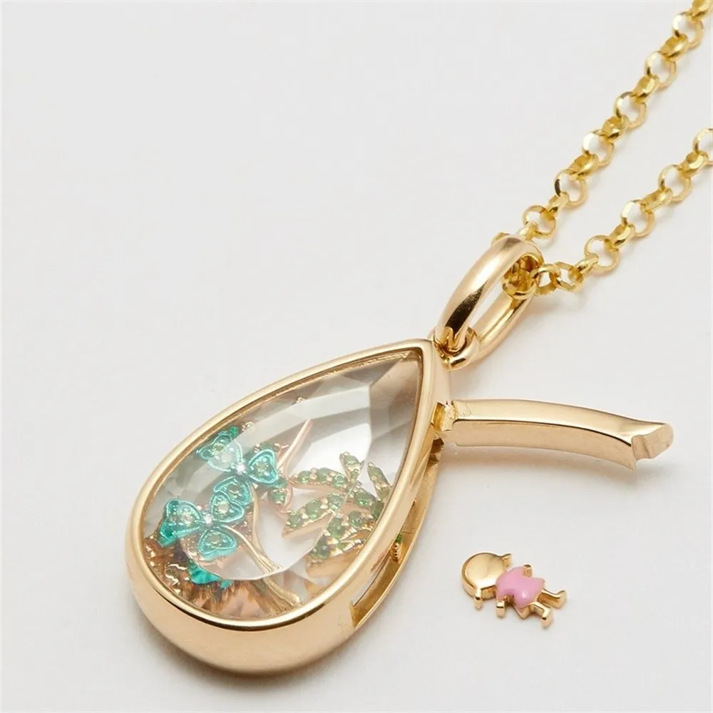 Alloy Ocean Heart Pendant Preserved Copper Can Be Opened Water Drop Collarbone Chain Small Items Simple Design