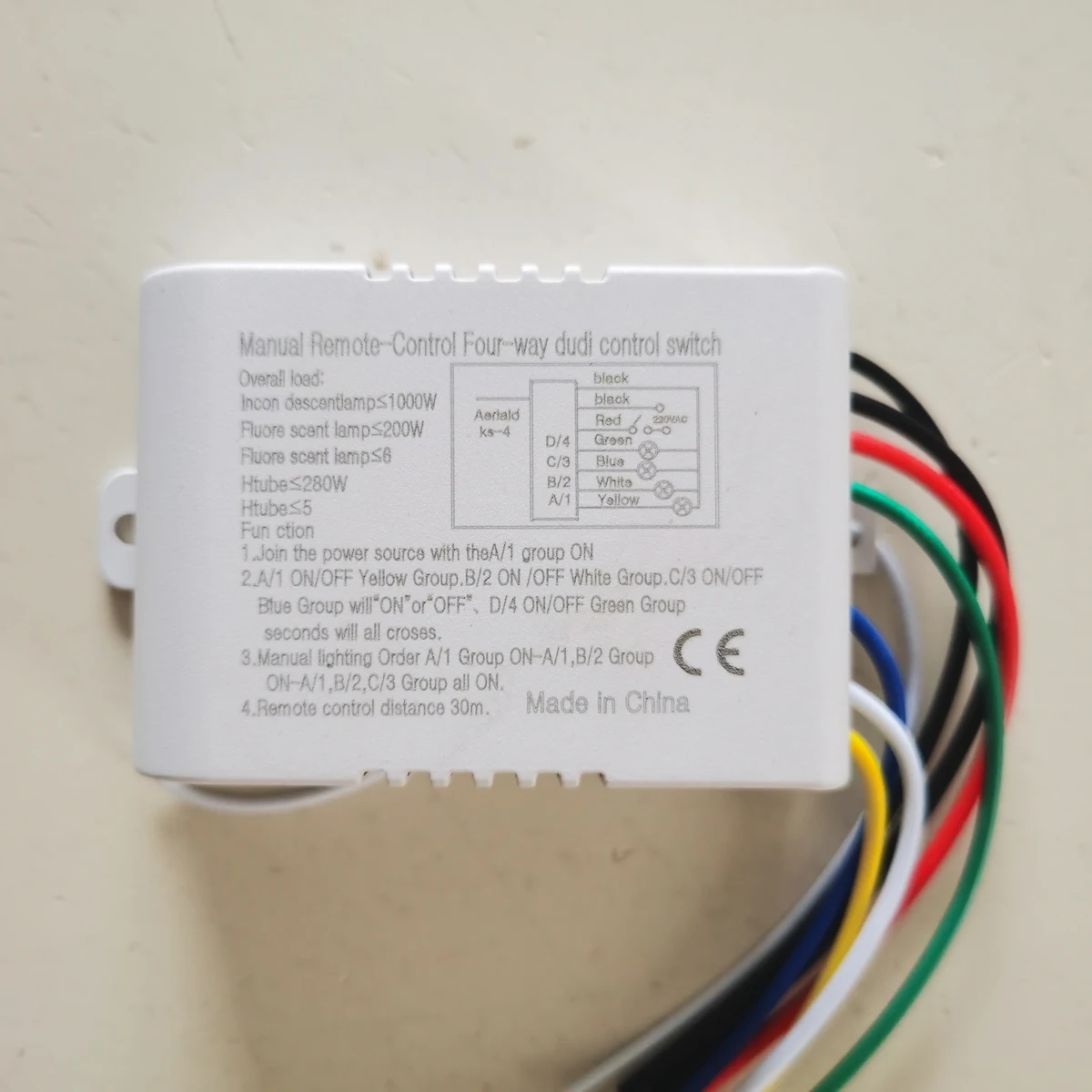 Interruttore a quattro vie con telecomando intelligente wireless manuale YJ-R4 per lampada a LED, 220 V, 30 m, certificato CE