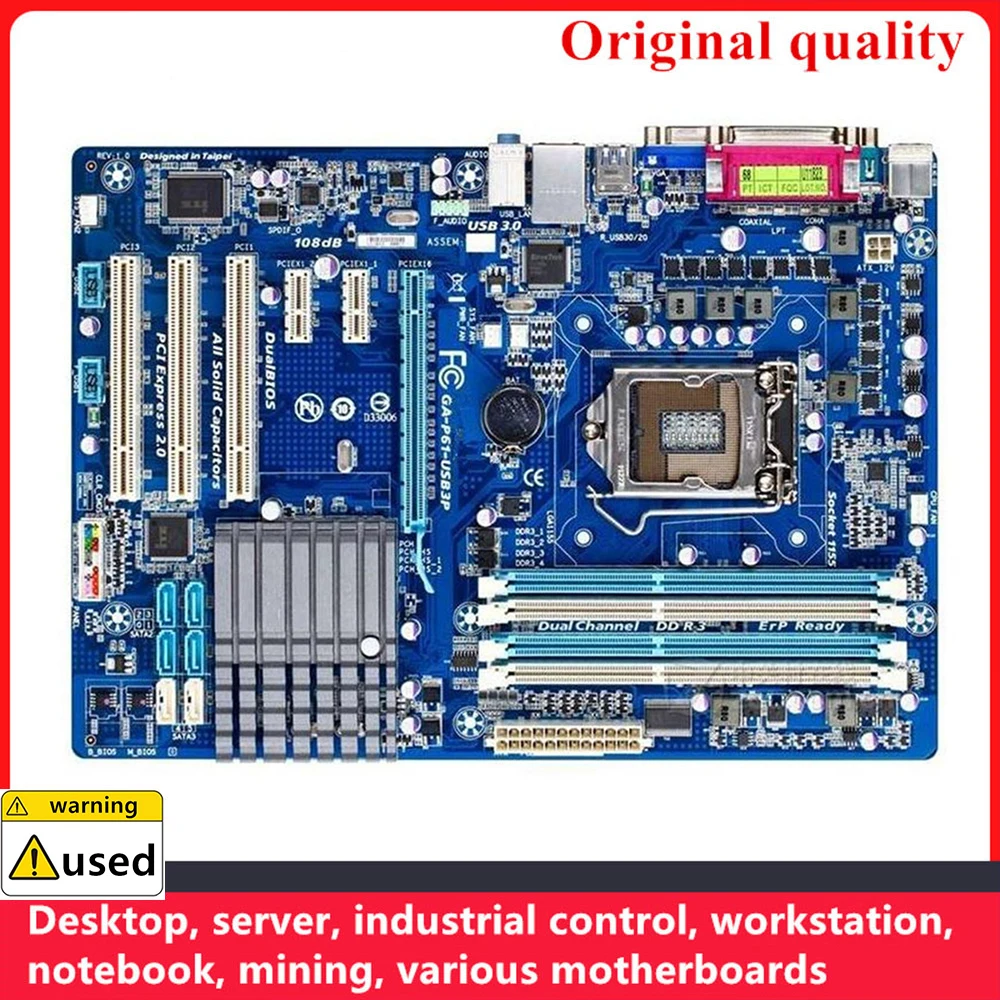 

For GA-P61-USB3P P61-USB3P Motherboards LGA 1155 DDR3 16GB ATX For Intel H61 Desktop Mainboard PCI-E2.0 SATA II USB2.0