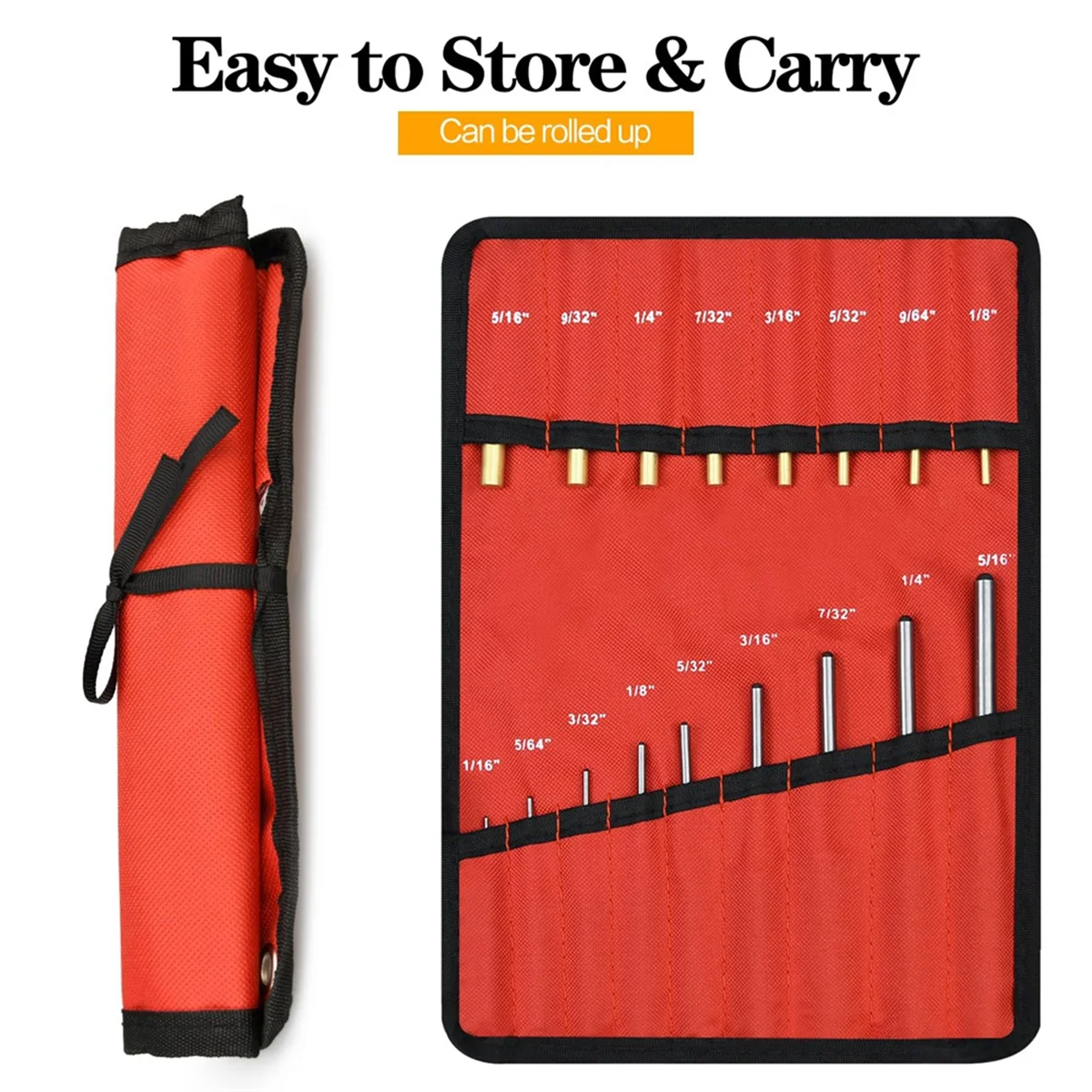 ABNP Roll Pin Punch Set, Punch Removing Repair Tools, Including Brass Pin Punches, Steel Pin Punches with Storage Pouch view 4
