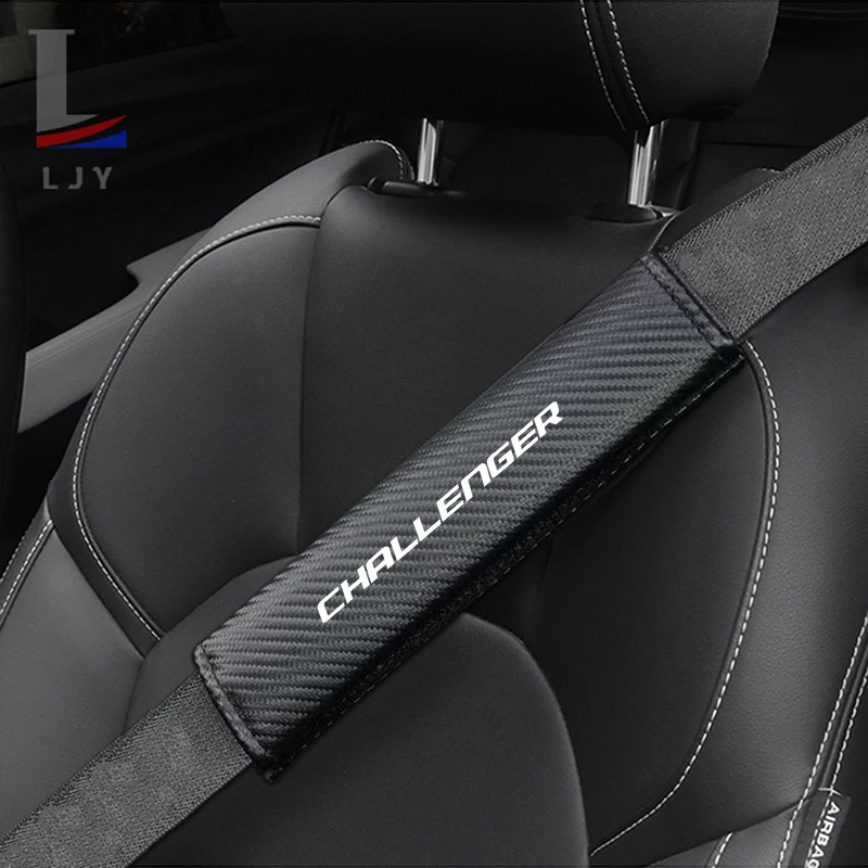 For Dodge CHALLENGER Carbon fiber PU leather wrapped thick sponge seat belt shoulder