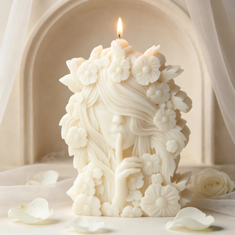 Blindfolded Flower Goddess Molds Flower Fairy Candle Mold Silicone Flower Goddess Statue Mould DIY Resin Concrete Gypsum Crafts