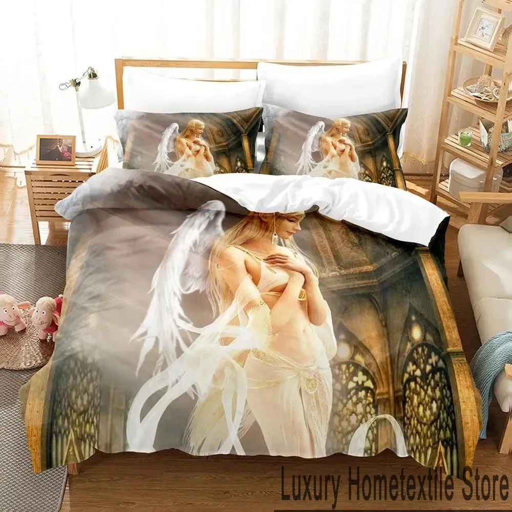 

3D Print Guardian Angel Bedding Set Boys Girls Twin Queen King Size Duvet Cover Pillowcase Bed boys Adult Home Textileextile