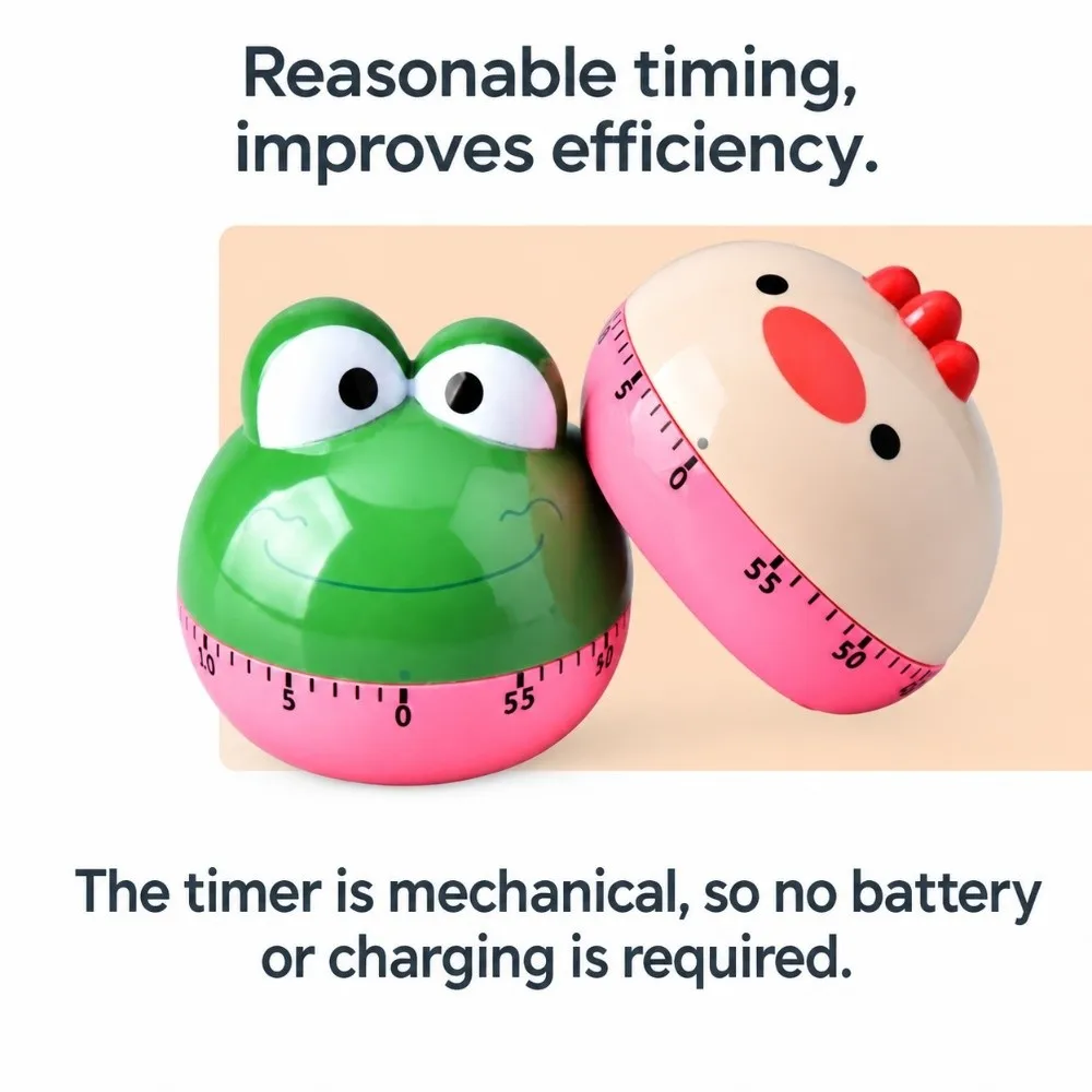 Mechanical Driven Mechanical Timer Round Shape Multi Color Options Cartoon Kitchen Timer Hand Use Portable Size