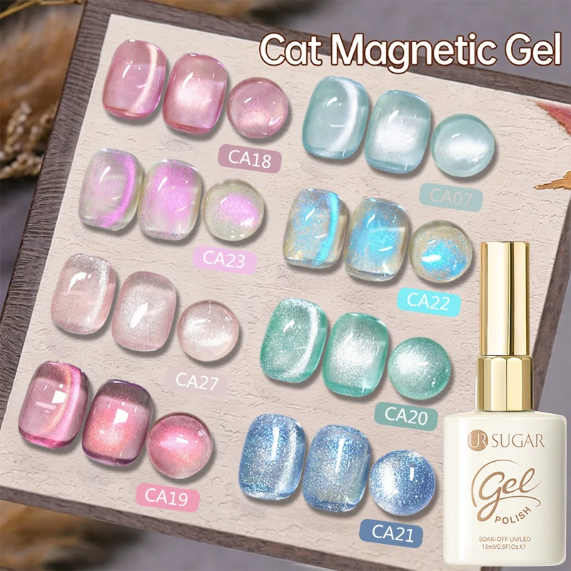 UR SUGAR 1/8 Stück Katzen-Magnet-Gel-Nagellack 15ml Semi-Permanent Glitzernder Magnet UV LED Soak-Off Gel-Lack für Nägel DIY