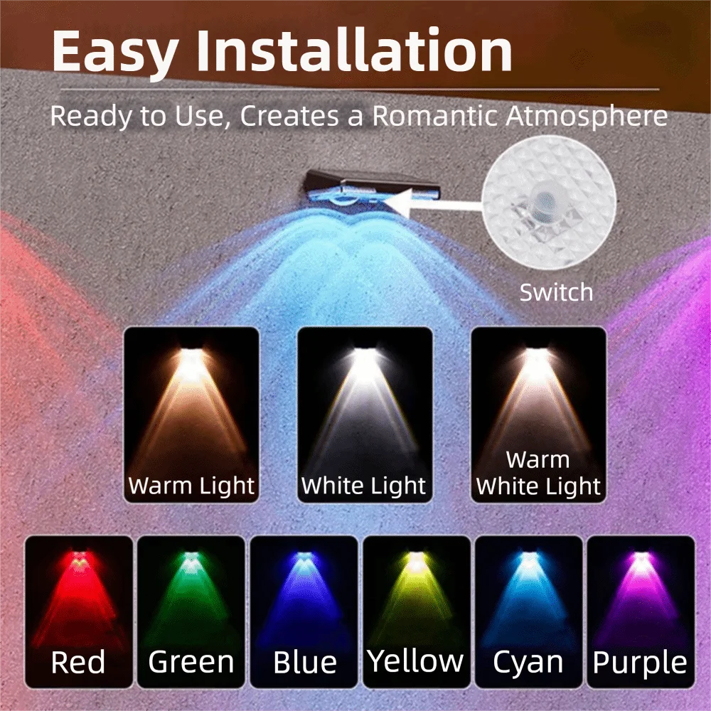Waterproof Solar Deck Lights LED Light 3/9 Mode Solar Step Lights Shockproof Durable Solar Fence Lamp Balcony
