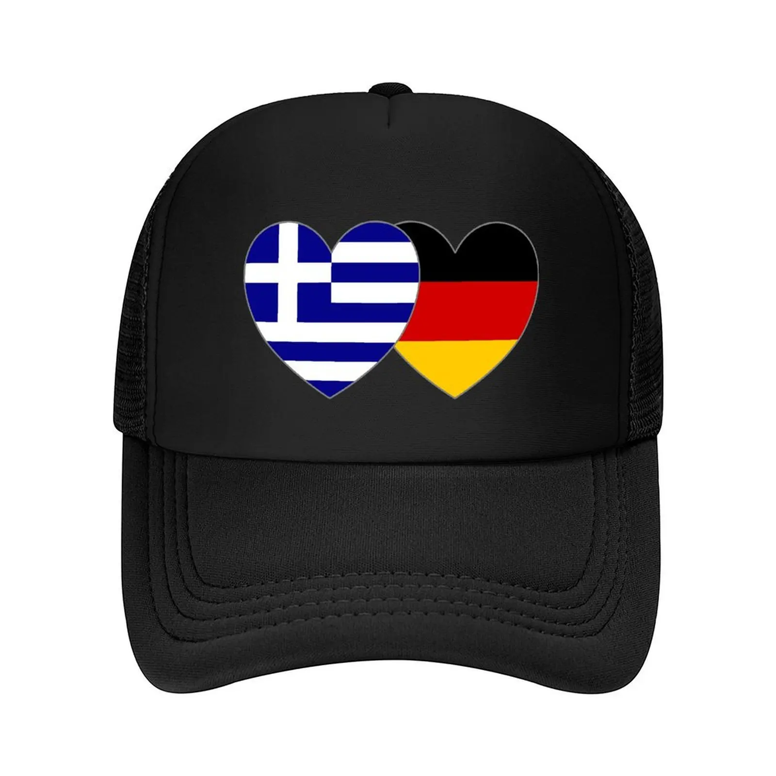 

Greece Germany flag heart Baseball Cap Custom Cap fun hats Luxury Man Hat Beach Bag Women's Men's