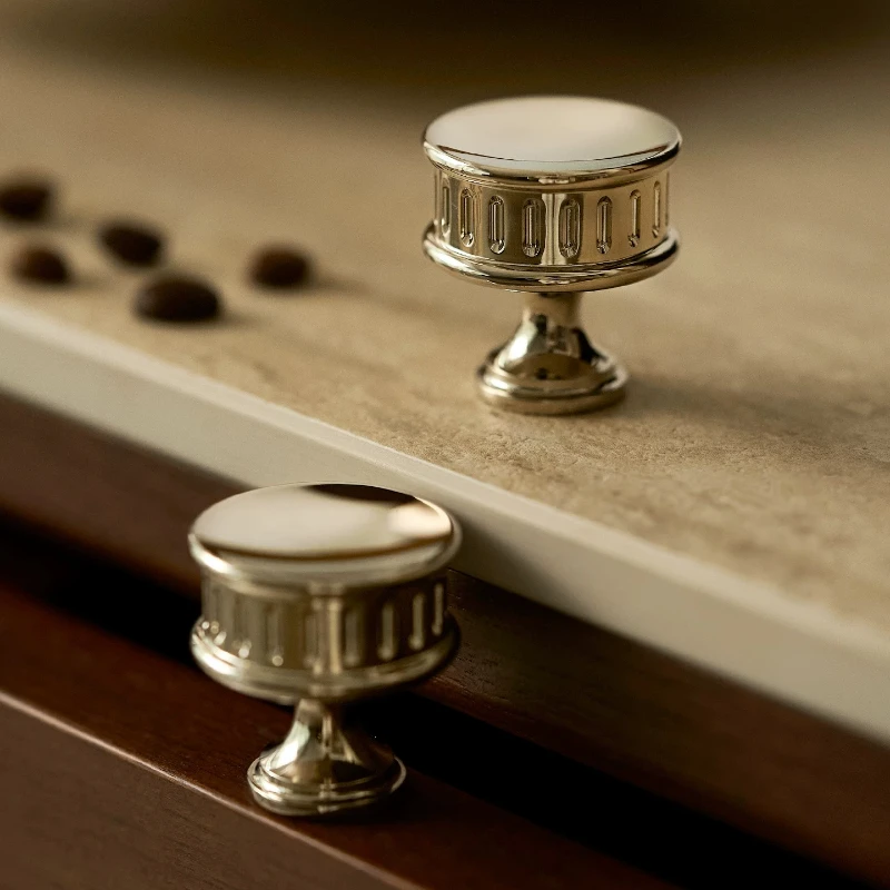 Solid Brass Luxury Furniture Handle Ribbed Romance Style Gold Nickel Silver T-Bar Kitchen Cabinet Pull Wardrobe Door Copper Knob