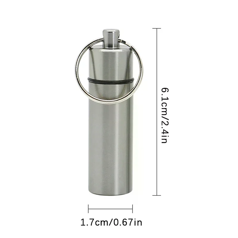 Mini Waterproof Aluminum Alloy Pill Box Keychain Storage Box Portable Outdoor Travel Medicine Container Bottle Case Holder - view 6