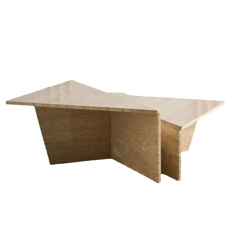 

Simple style triangular combination coffee table, living room natural marble travertine coffee table