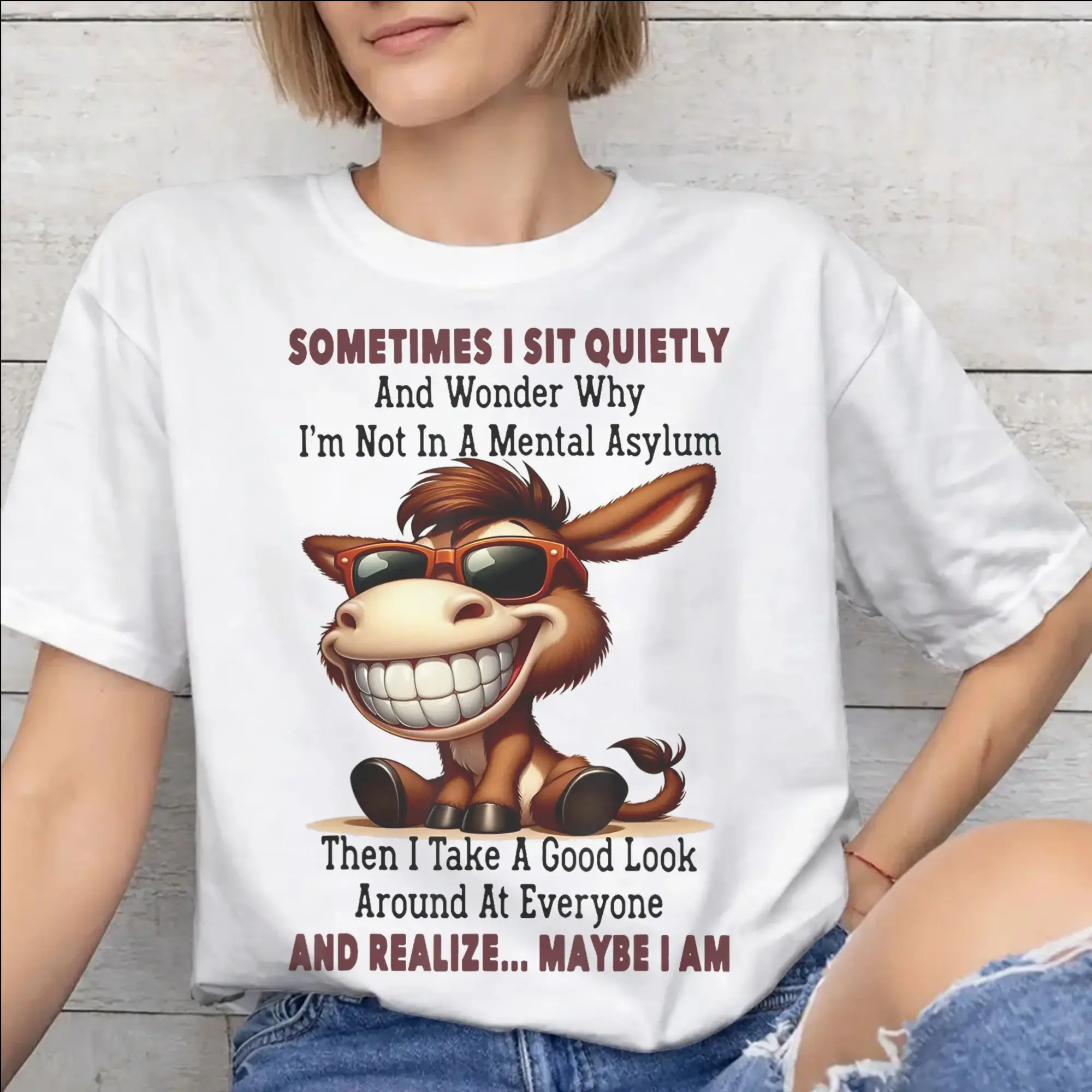 Mens Womens Sometimes I Sit Quietly Shirt Pure Cotton Graphic Tee Shirts  Top Clothing