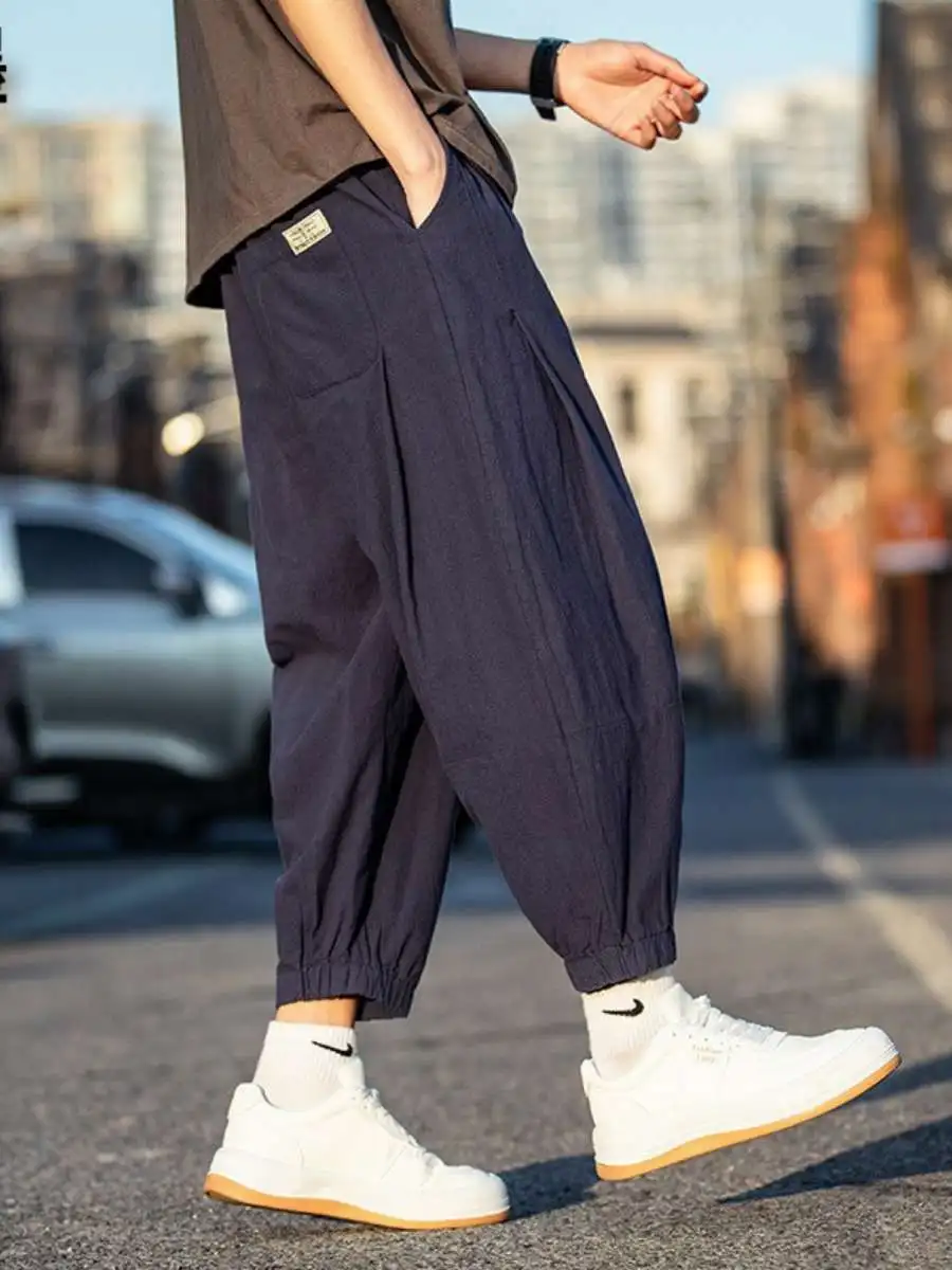 

Men's Summer Large Size Cotton Linen Loose Harem Pants Cuffed Lantern Pants Casual Thin Sle Eighteen orts Daily Wear