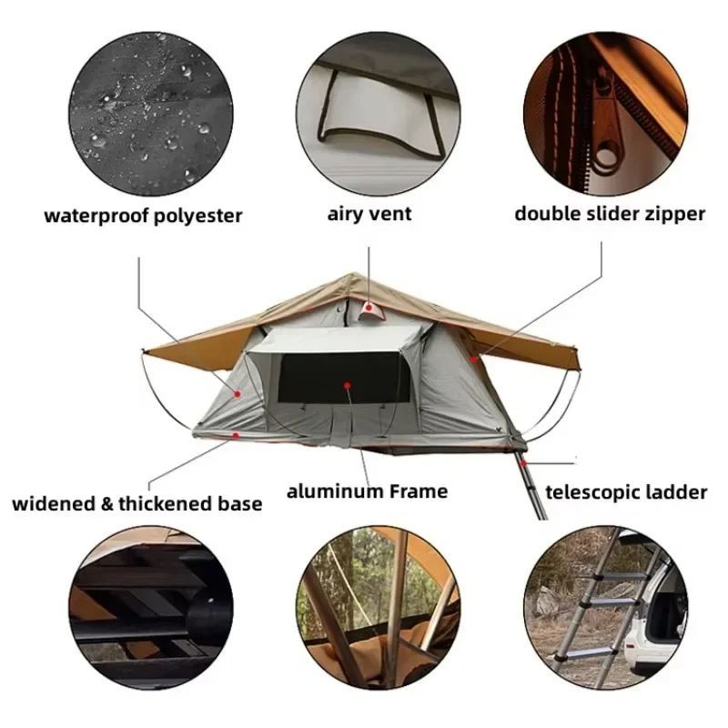 

MOT-LT06 Fold Out Soft Top Canvas Cover Roof Top Tent With Quick Automatic Opening For Summer Car Camping