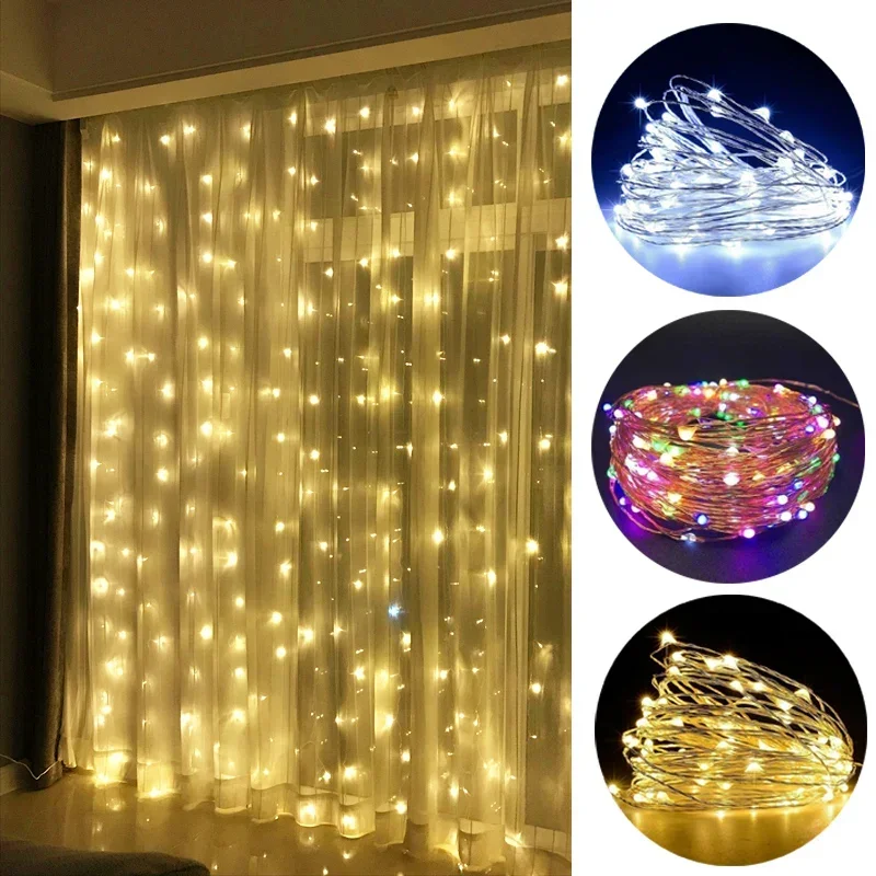 Luci a stringa leggiadramente a LED USB Filo di rame Lampada a striscia di luce stellata Lampada per illuminazione natalizia Decorazione per matrimoni, feste di Natale