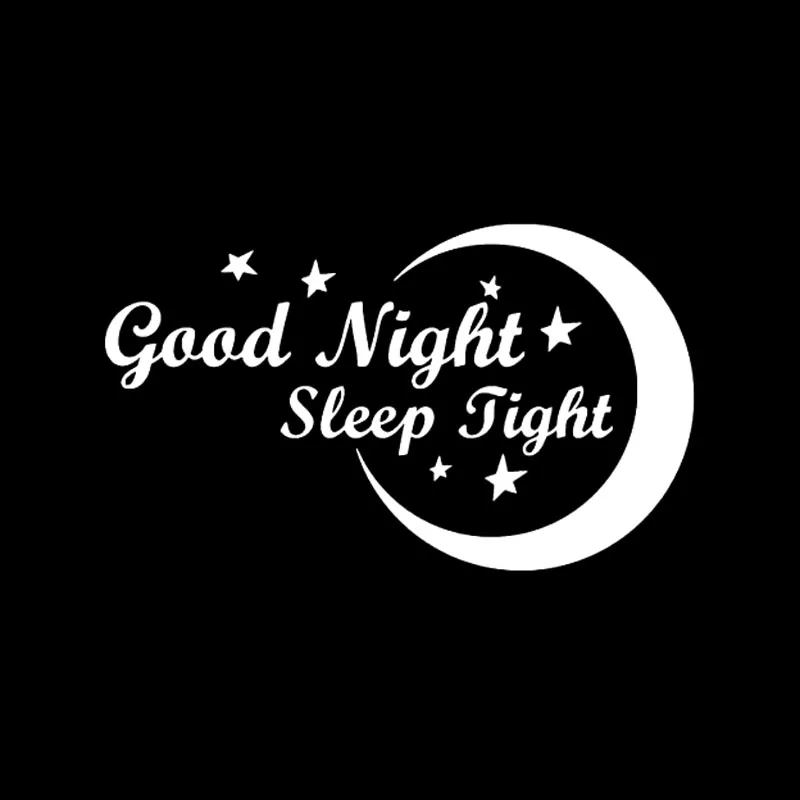 Good Night Sleep Star Moon Decals High Quality Car Window Decoration Personality Pvc Waterproof Decals Black/white, 14cm*8cm