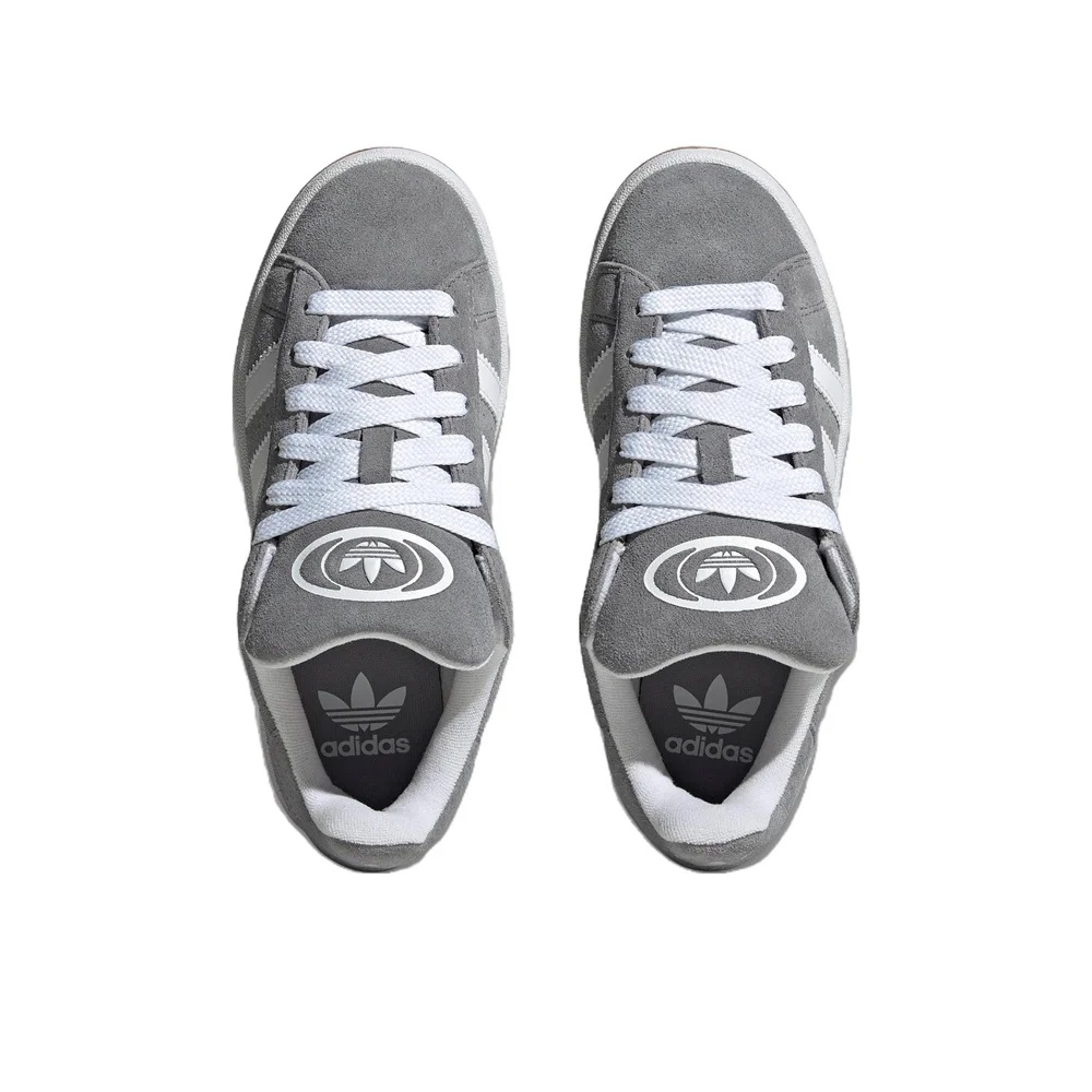 Adidas Originals Campus 00s ผู้หญิงและผู้ชายสีเทาสีขาว Retro CUSHIONING Breathable น้ําหนักเบารองเท้า HQ6507