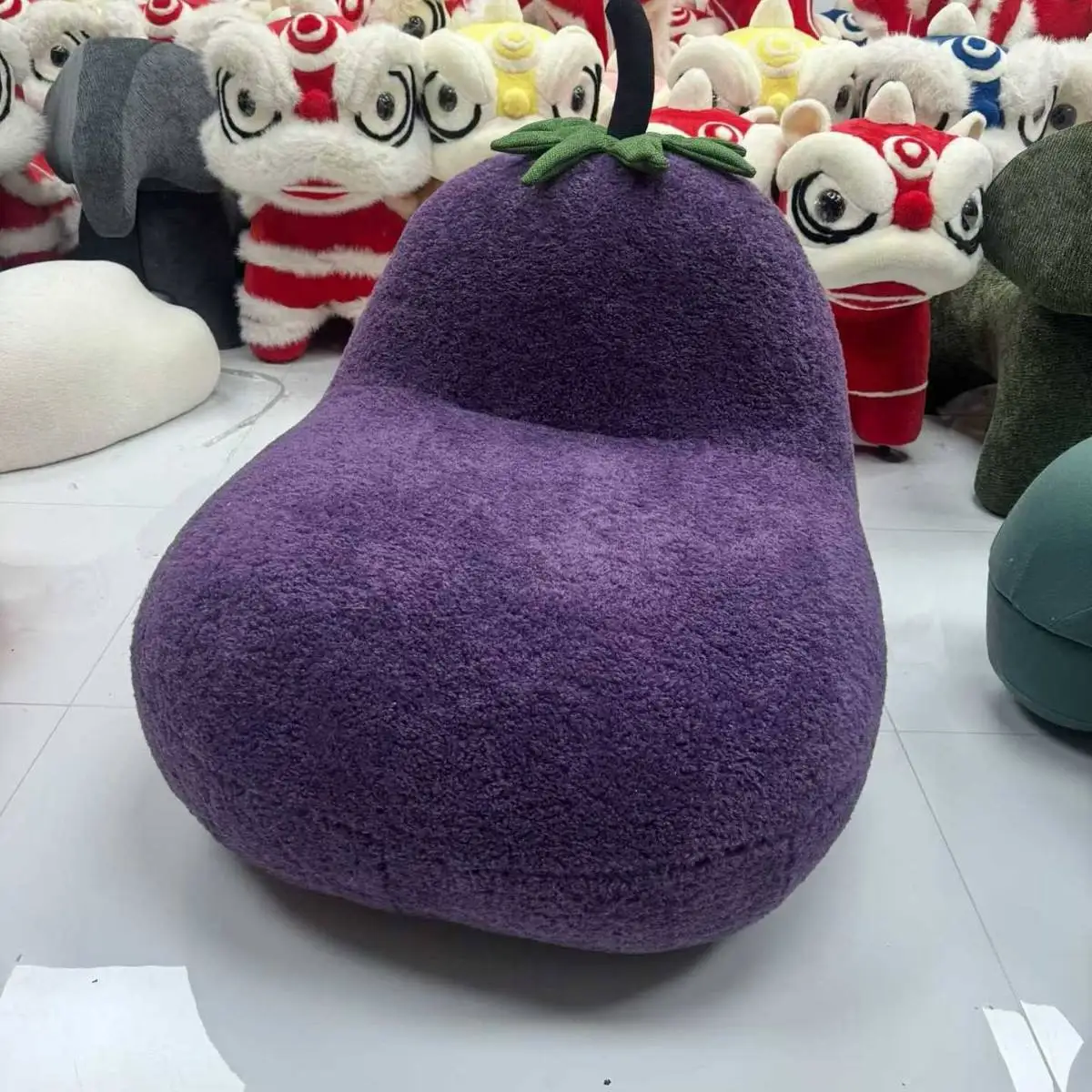 Pouf en coton en forme d'aubergine créative, convertible en canapé-lit et chaise pour la décoration du salon et de la chambre