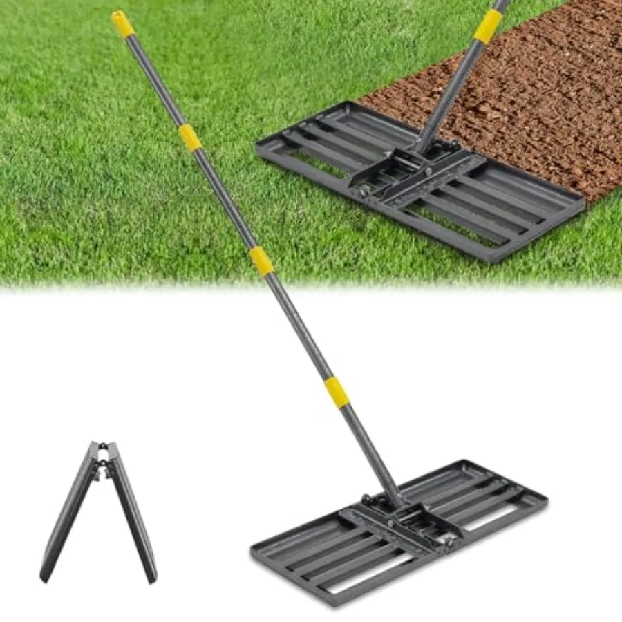 

Lawn Leveling Rake Heavy Duty 30"x10" Foldable Leveler Plate Adjustable Stainless Steel Leveling Rake Reinforced Welds Level ra