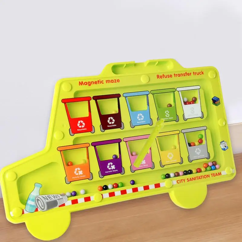 Montessori Toys Magnetic Color Sorting Maze Board Pen Moving Bead Games Fine Motor Skills Educational Games For Kids Gifts