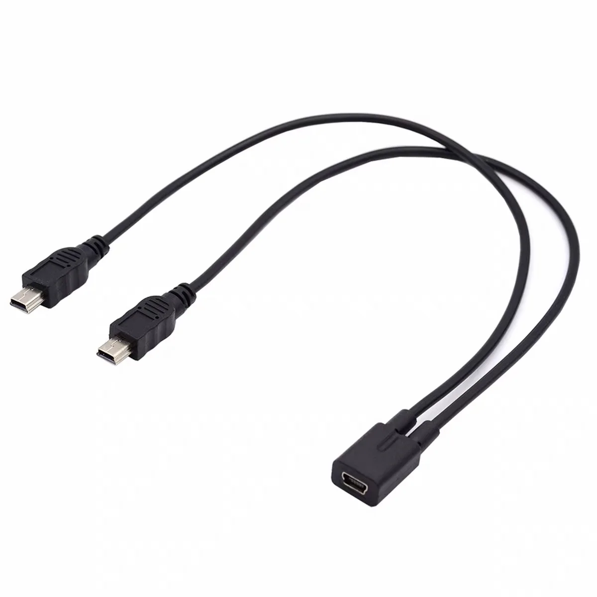 High-Speed Mini USB 1 to 2 Y Splitter Cable 2.0 Mini 5-Pin Female to Double 2 Male Converter Charging Cord