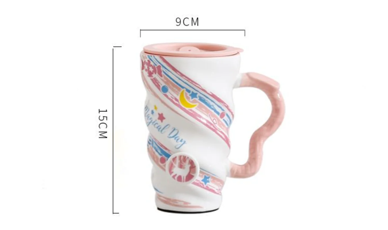 Cartoon Creative Unicorn Thread Ceramic Mug With Lid Spoon Lovers Large Capacity Home Office School Milk Water Mug Drinkware Cup