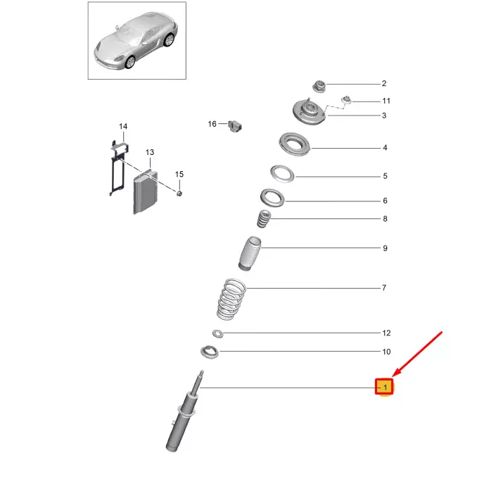 โช้คอัพรถยนต์คุณภาพสูงสําหรับโช้คอัพหน้า Porsche 718 CAYMAN 982 982413031 อี