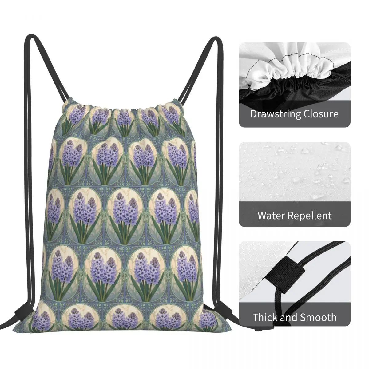 Sonbol Bloom Lilac Hyacinth Of Nowruz Backpacks Fashion Drawstring Bags Sports Bag Book Bags for Travel Students view 5