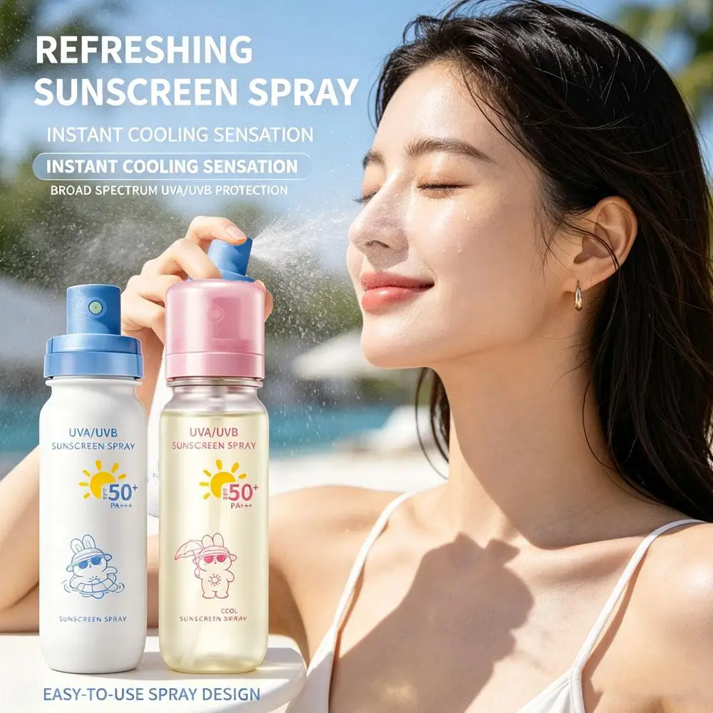 Sunscreen Spray SPF50+ High Protection Cooling Sensation Refreshing Fast Film-Forming & Non-Greasy Waterproof Sweatproof 90ml
