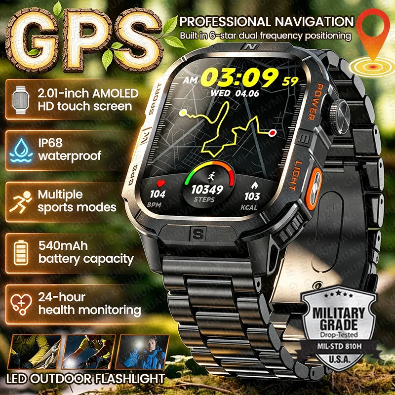 New Outdoor GPS Dual Frequency Position Smart Watch Compass 